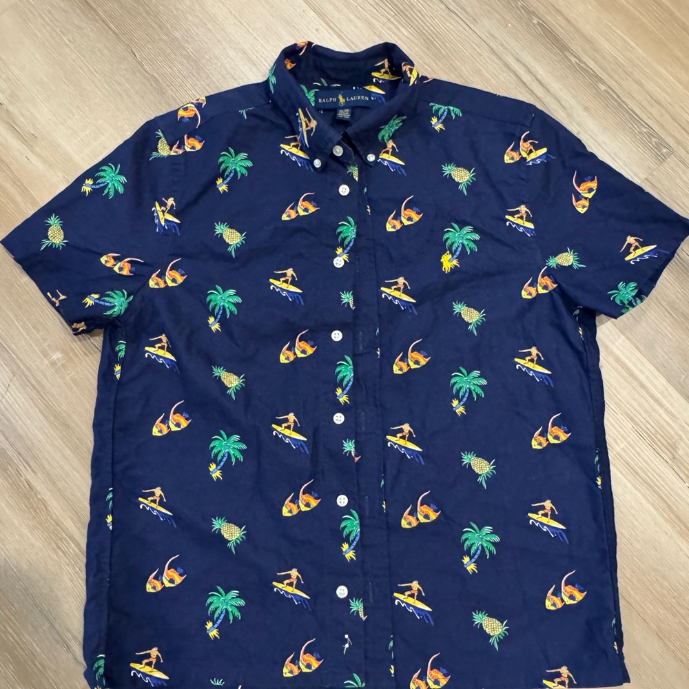 Ralph Lauren Navy Tropical Print Men's Shirt
